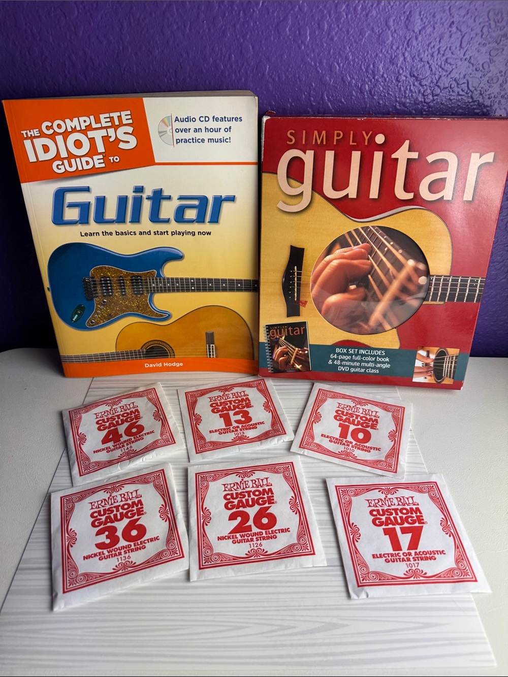 Guitar Learning Lot Complete Idiots Guide CD Simply Guitar Set DVD Ernie Ball